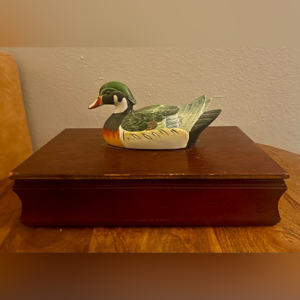 Vintage, Wooden Jewelry Box with Duck